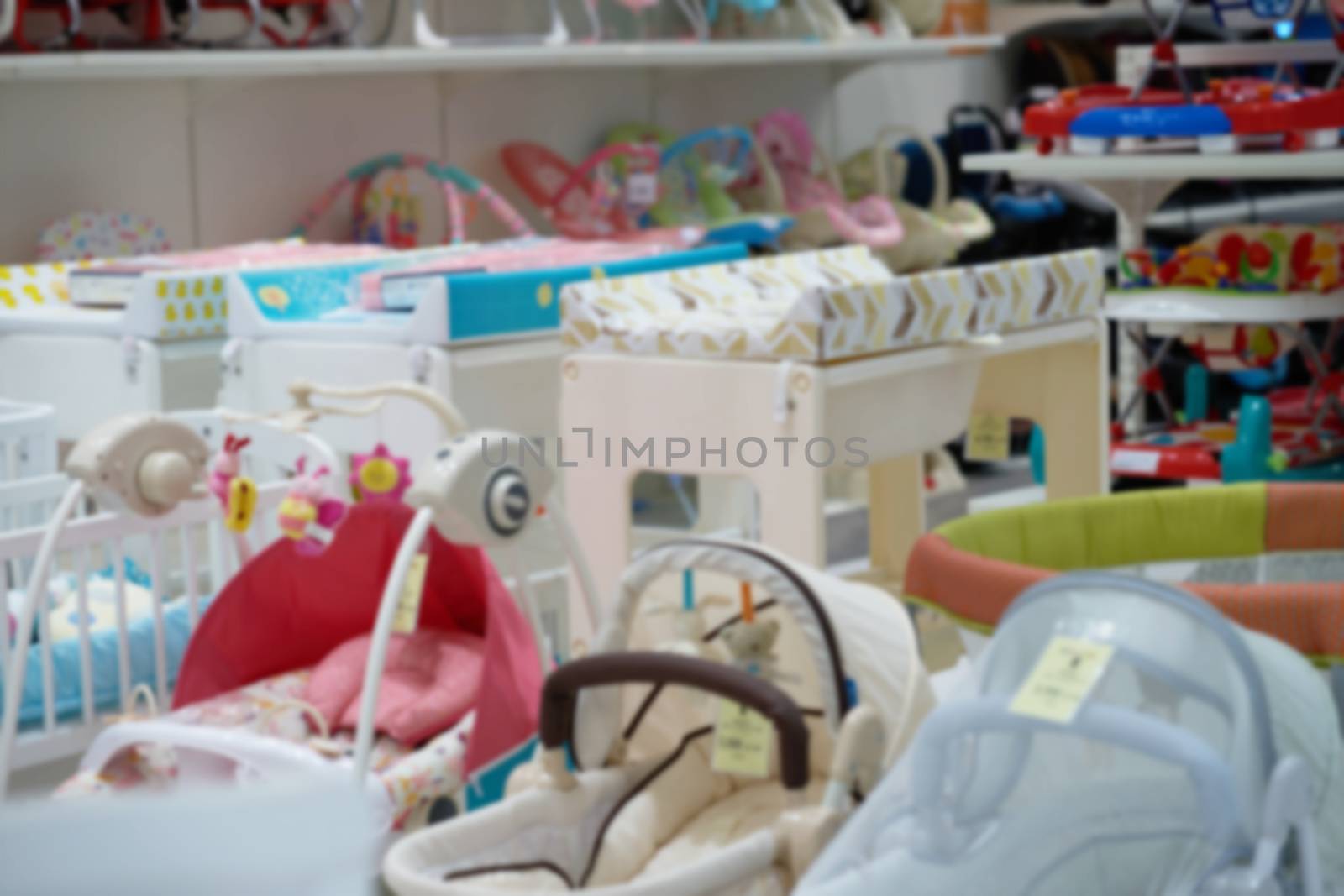 Blur photo of Baby stuff department for sale by VacharapongW