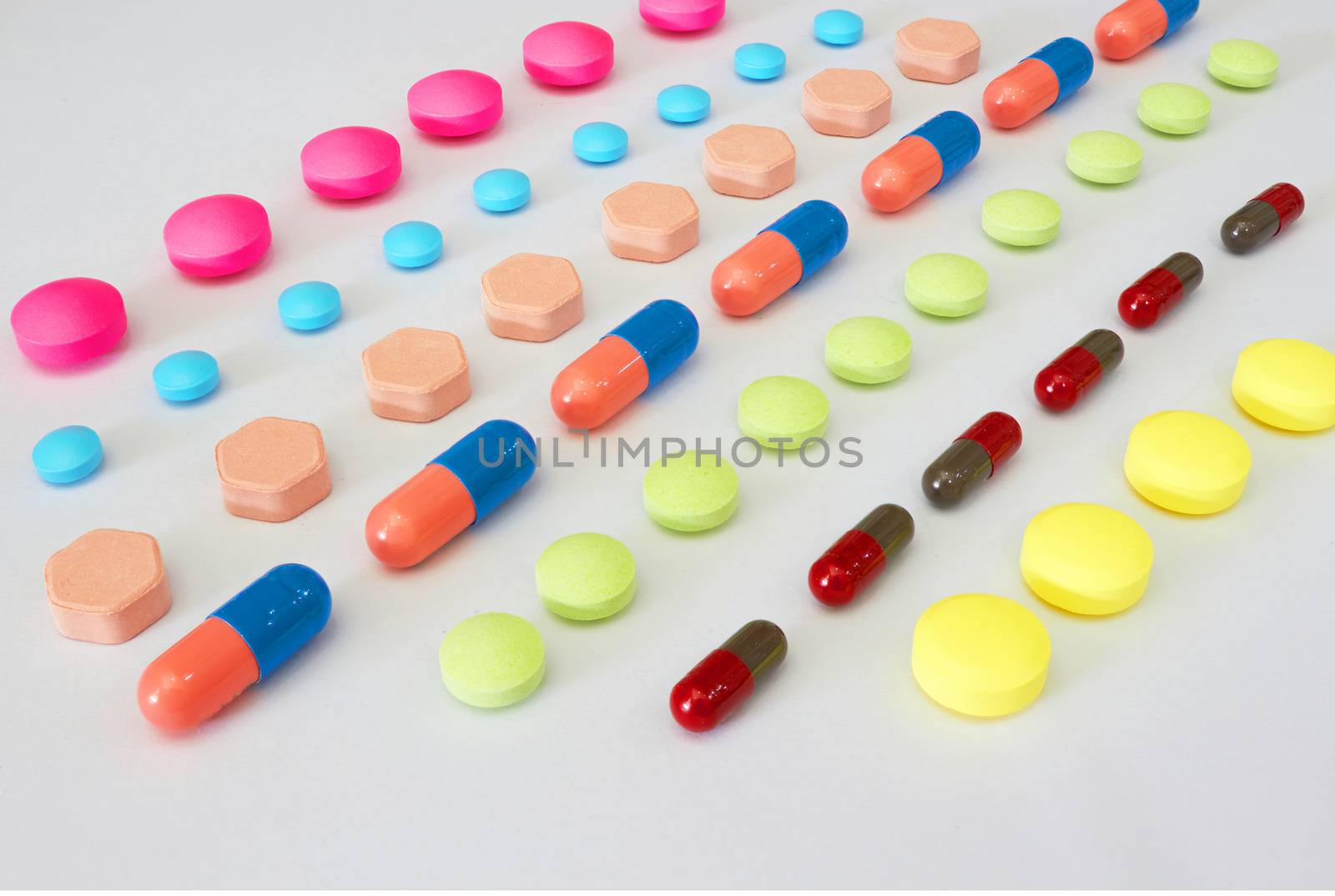 variety of kinds of drug in line in Medical healthcare manufacturing factory concept