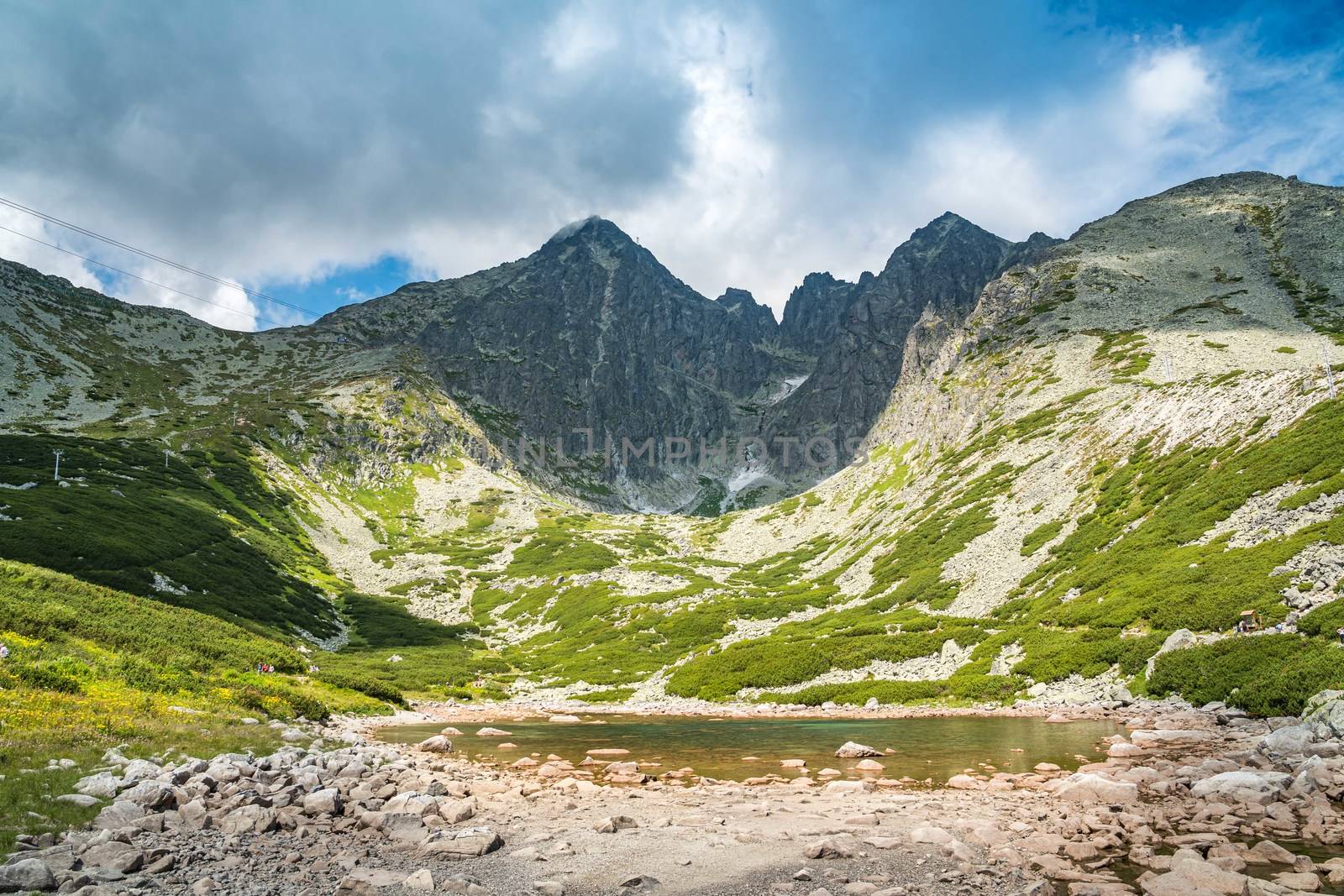 A landscape in the High Tatras with the lake Skalnate Pleso and Lomnicky peak. Summer view from national park of Slovakia by petrsvoboda91