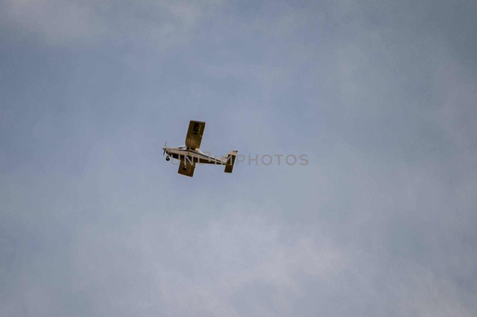 terni,italy october 19 2020:small private plane flying in the clouds
