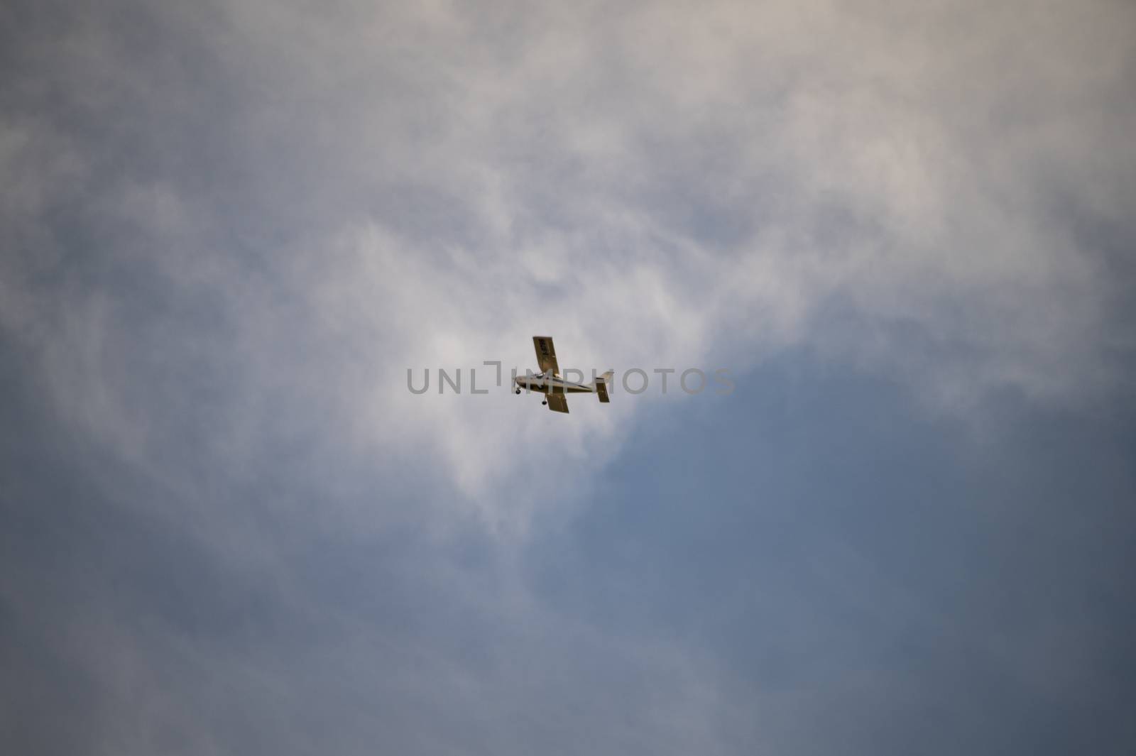 terni,italy october 19 2020:small private plane flying in the clouds
