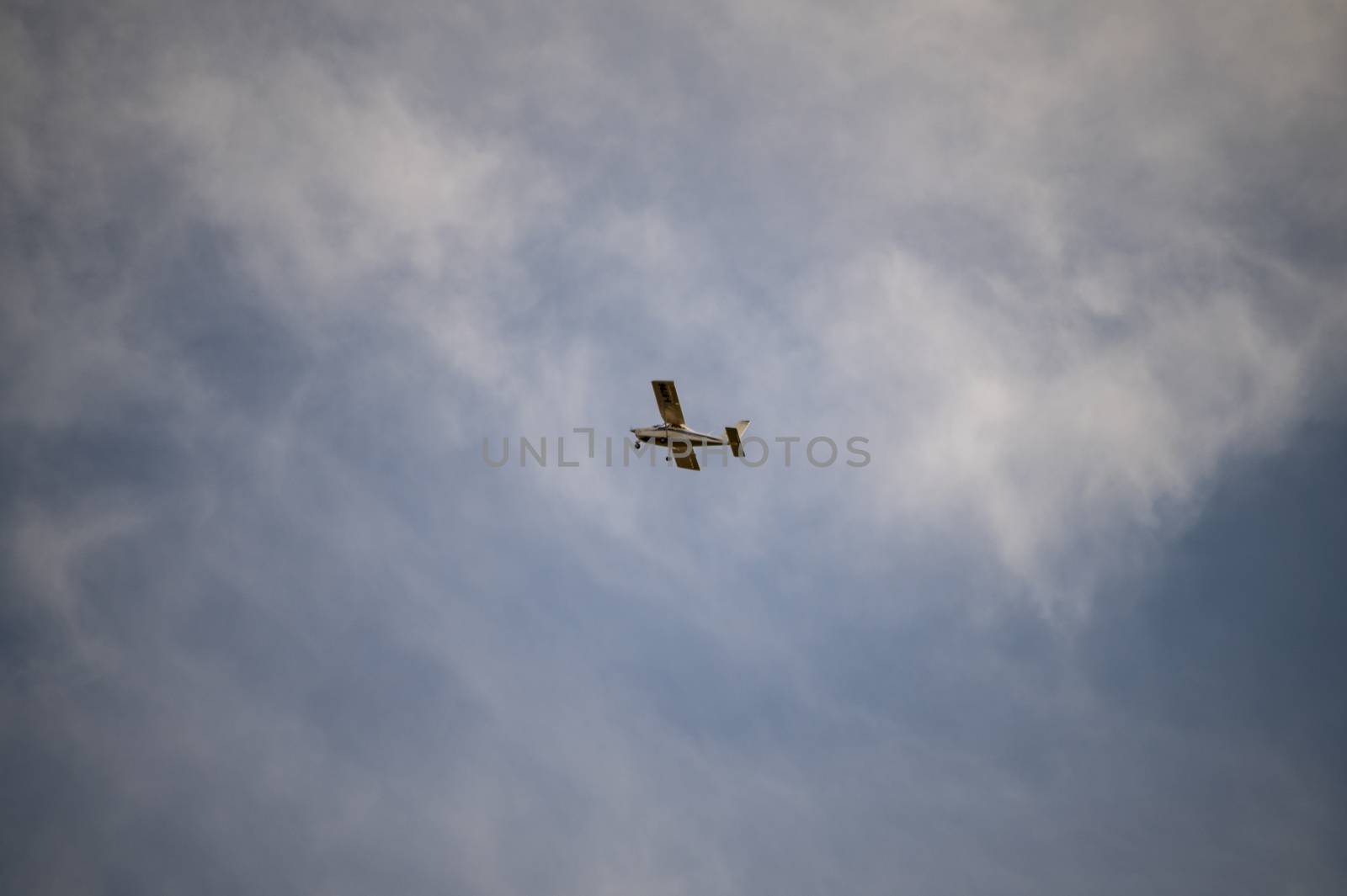terni,italy october 19 2020:small private plane flying in the clouds
