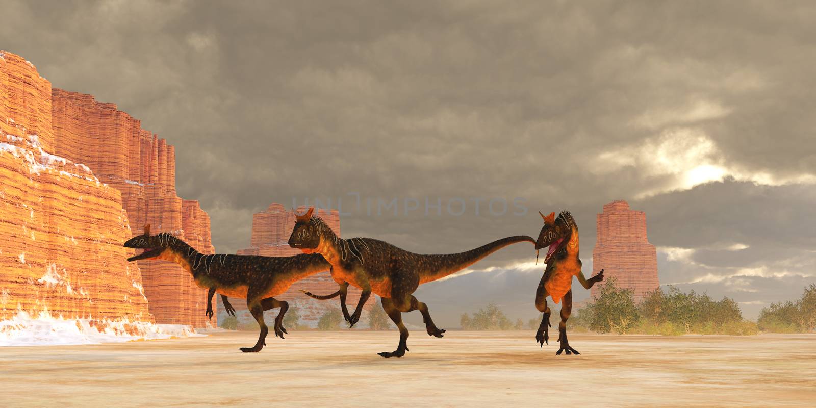 Cryolophosaurus Dinosaur Desert by Catmando