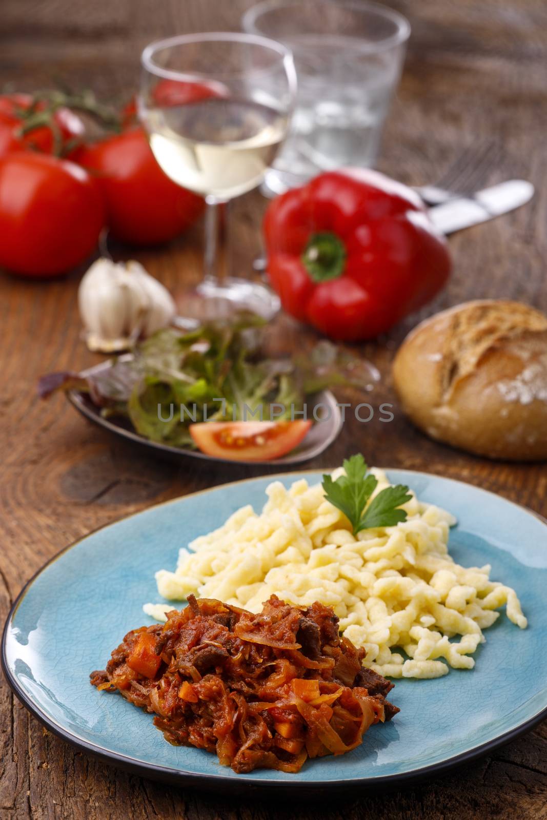 szegedin goulash on dark wood