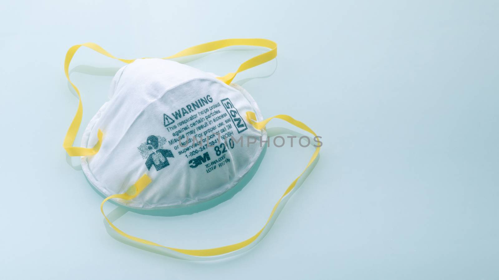N95 mask or N95 respirator of 3M brand for industrial use, helps protect against particles, also can be used during the public health emergency of the COVID-19 pandemic situation