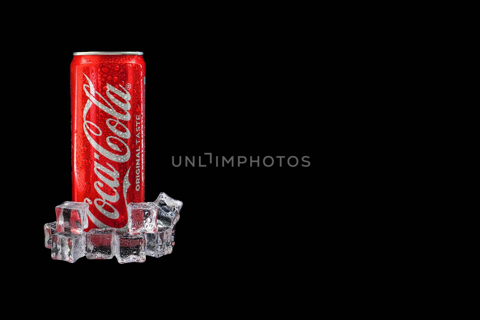 Kuala Lumpur, Malaysia - October 19, 2020 : Coca Cola or Coke Drink on black background by silverwings