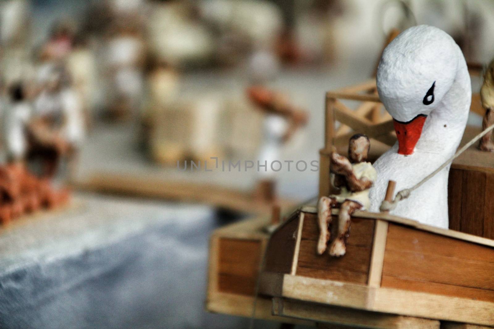 Cartagena, Murcia, Spain- July 27, 2019: Miniature roman figurines displayed in a Cartagena Museum reflecting daily life in roman times
