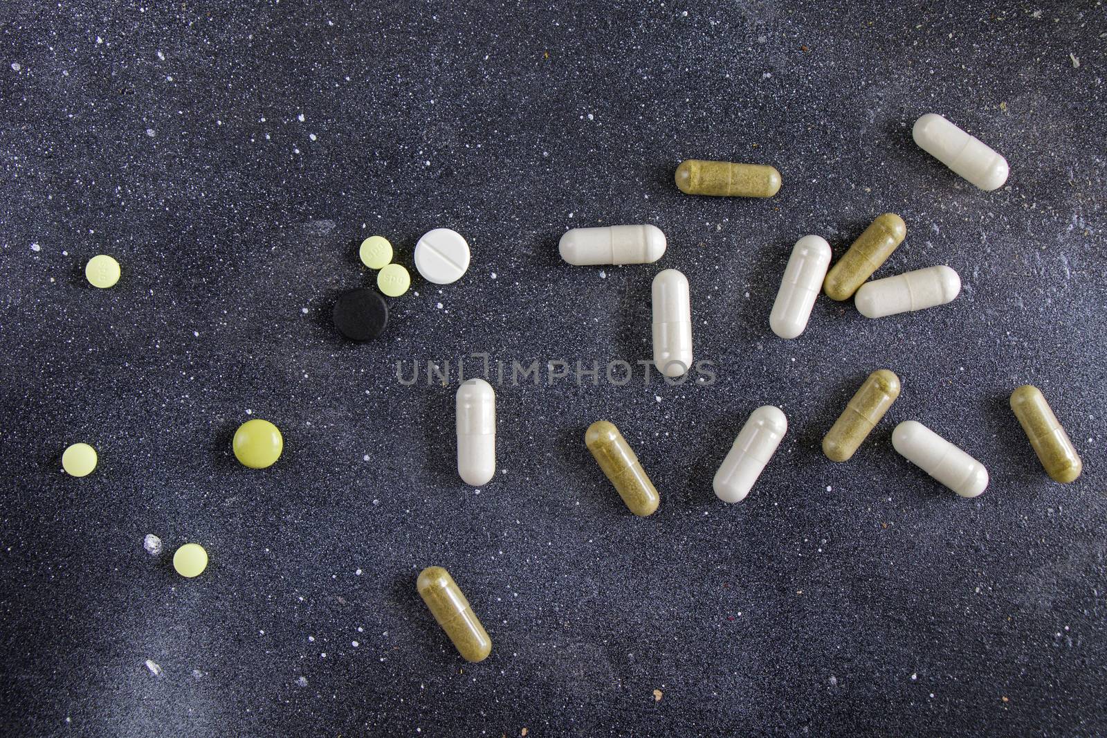 Medicine and drugs, antibiotics and corona virus protection, viruses, ill, and drug capsules by Taidundua