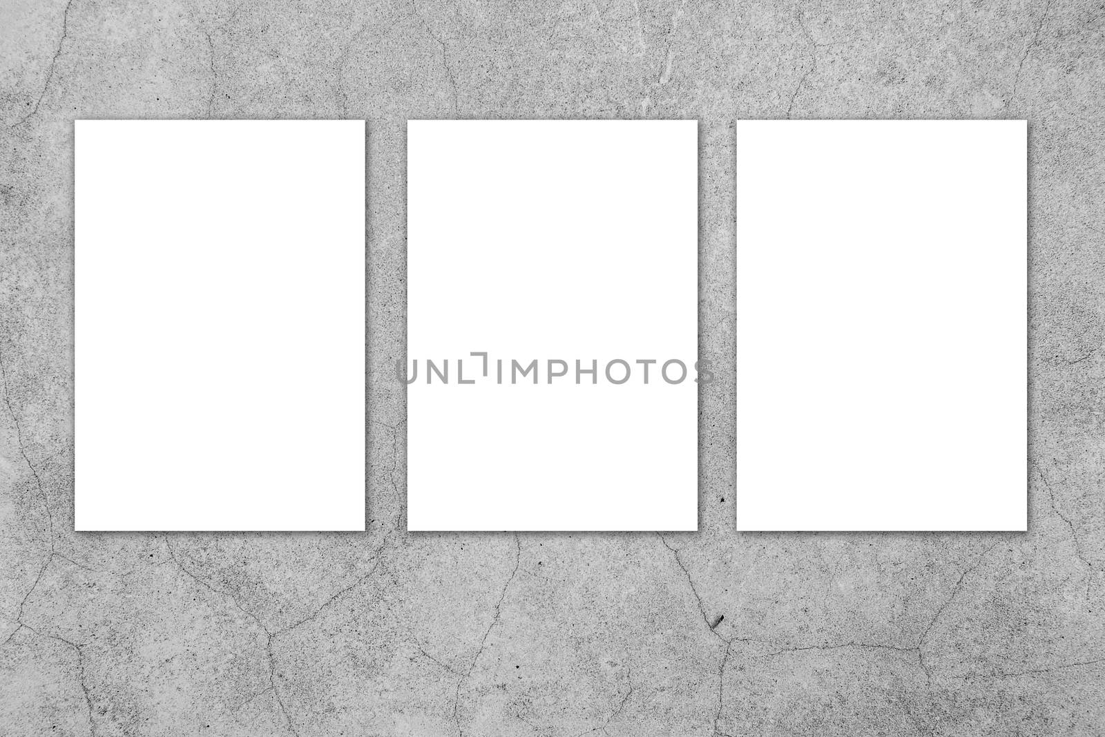 Blank white paper board at grunge cement wall texture background, Mock up template, Business presentation content concept.