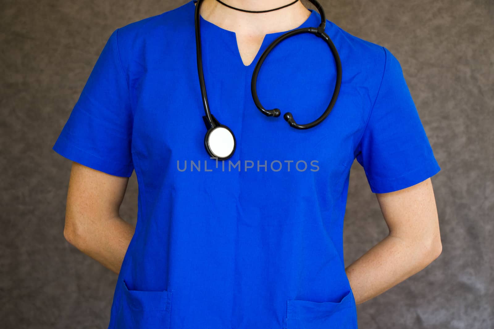 Doctors uniform. Blue uniform for surgery and viruses.