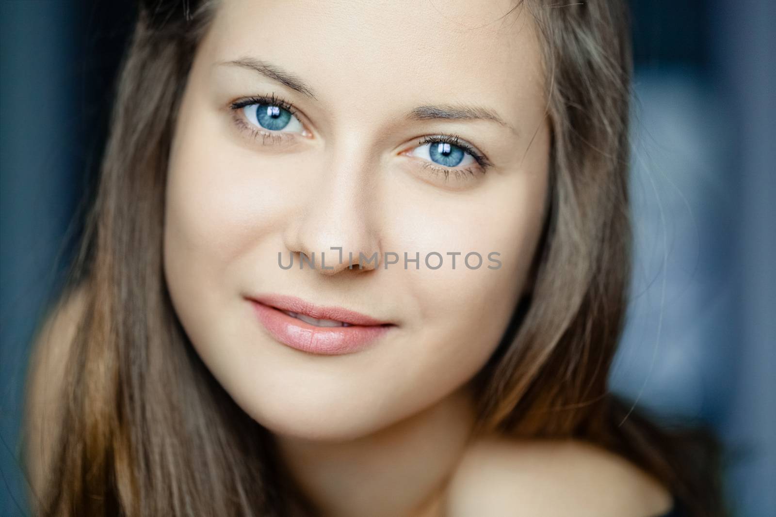 Beauty face portrait of a young woman, natural makeup look, skin by Anneleven