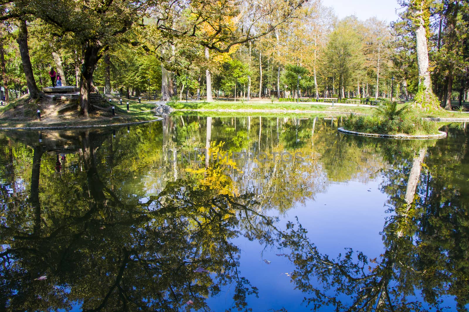 Pond in the park, Zugdidi Botanic garden in Georgia.