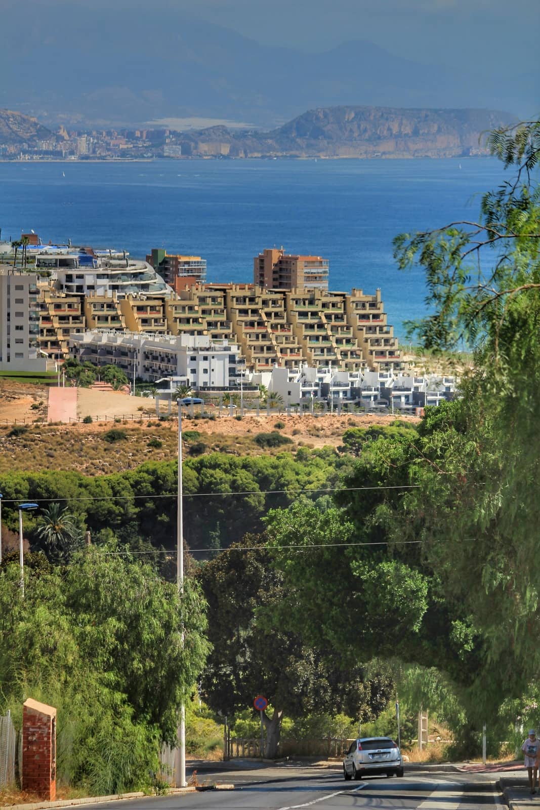 Alicante, Spain- July 28, 2020:Gran Alacant Urbanization in the coast of Alicante in summer