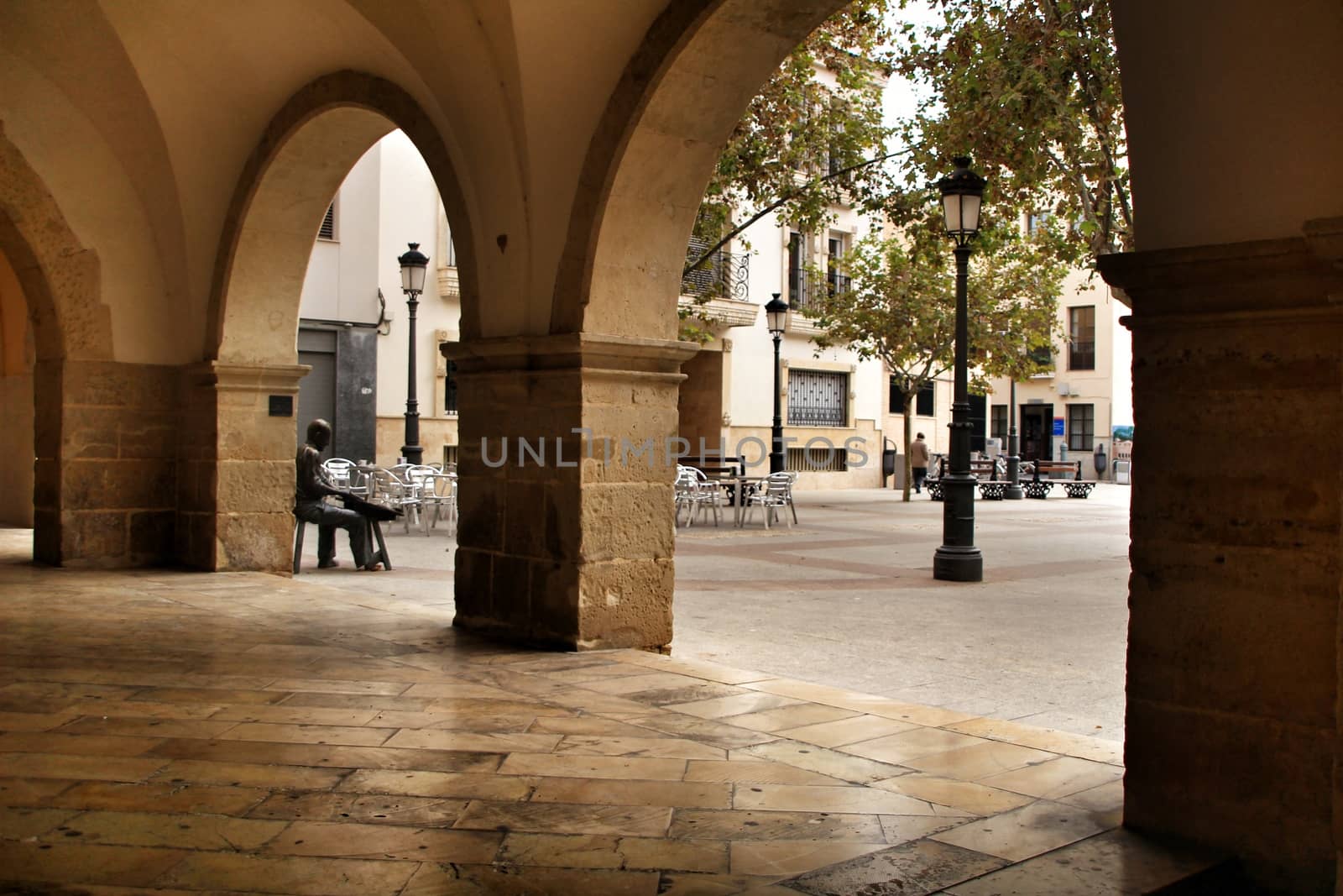 Elche, Alicante, Spain- September 9, 2020: Streets, majestic facades, windows and balconies of Elche city. Alicante province, Spain.