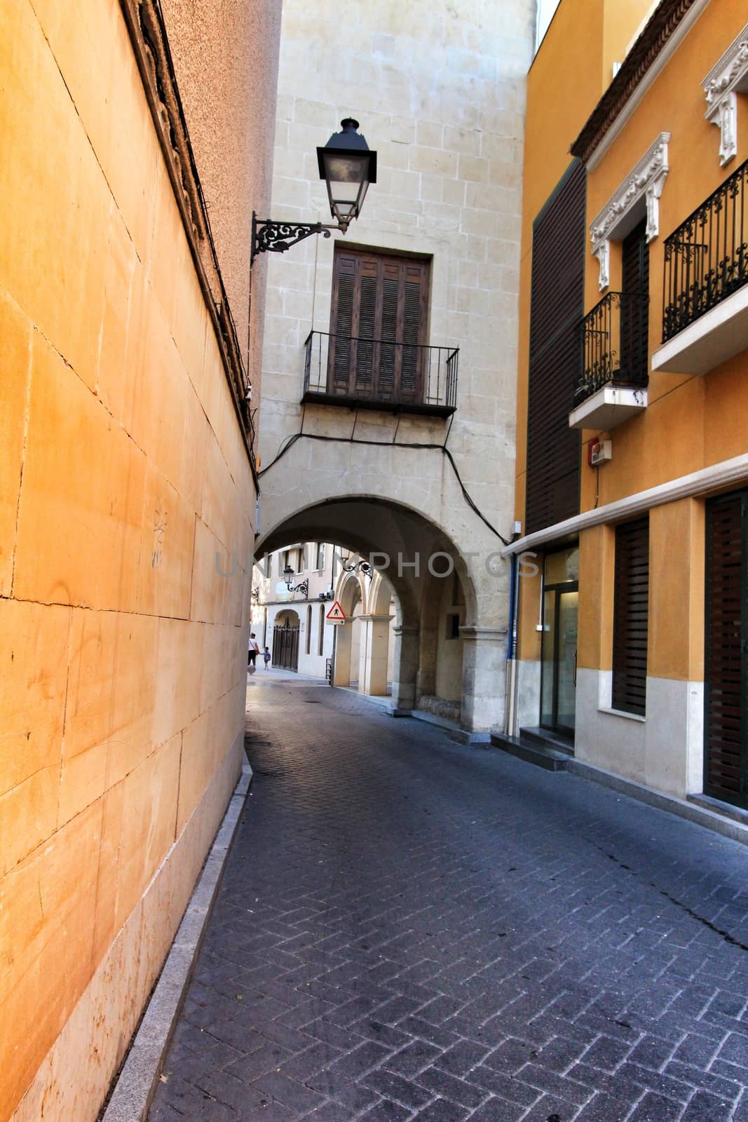 Elche, Alicante, Spain- September 9, 2020: Streets, majestic facades, windows and balconies of Elche city. Alicante province, Spain.
