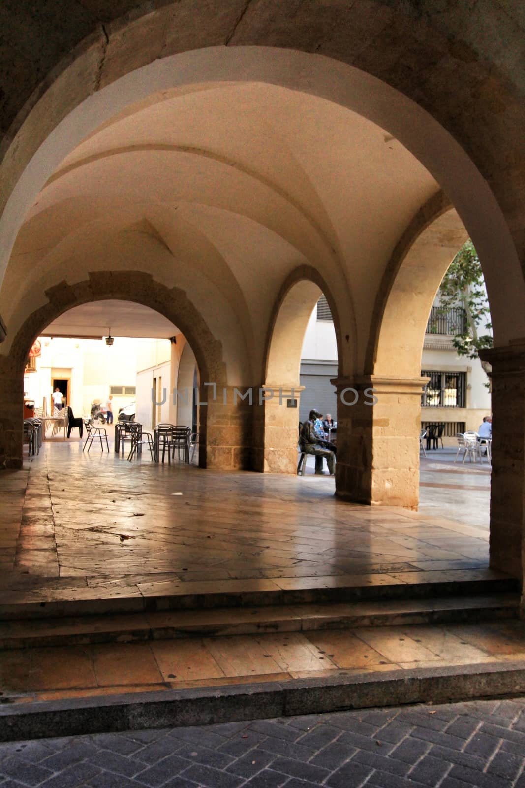 Elche, Alicante, Spain- September 9, 2020: Streets, majestic facades, windows and balconies of Elche city. Alicante province, Spain.