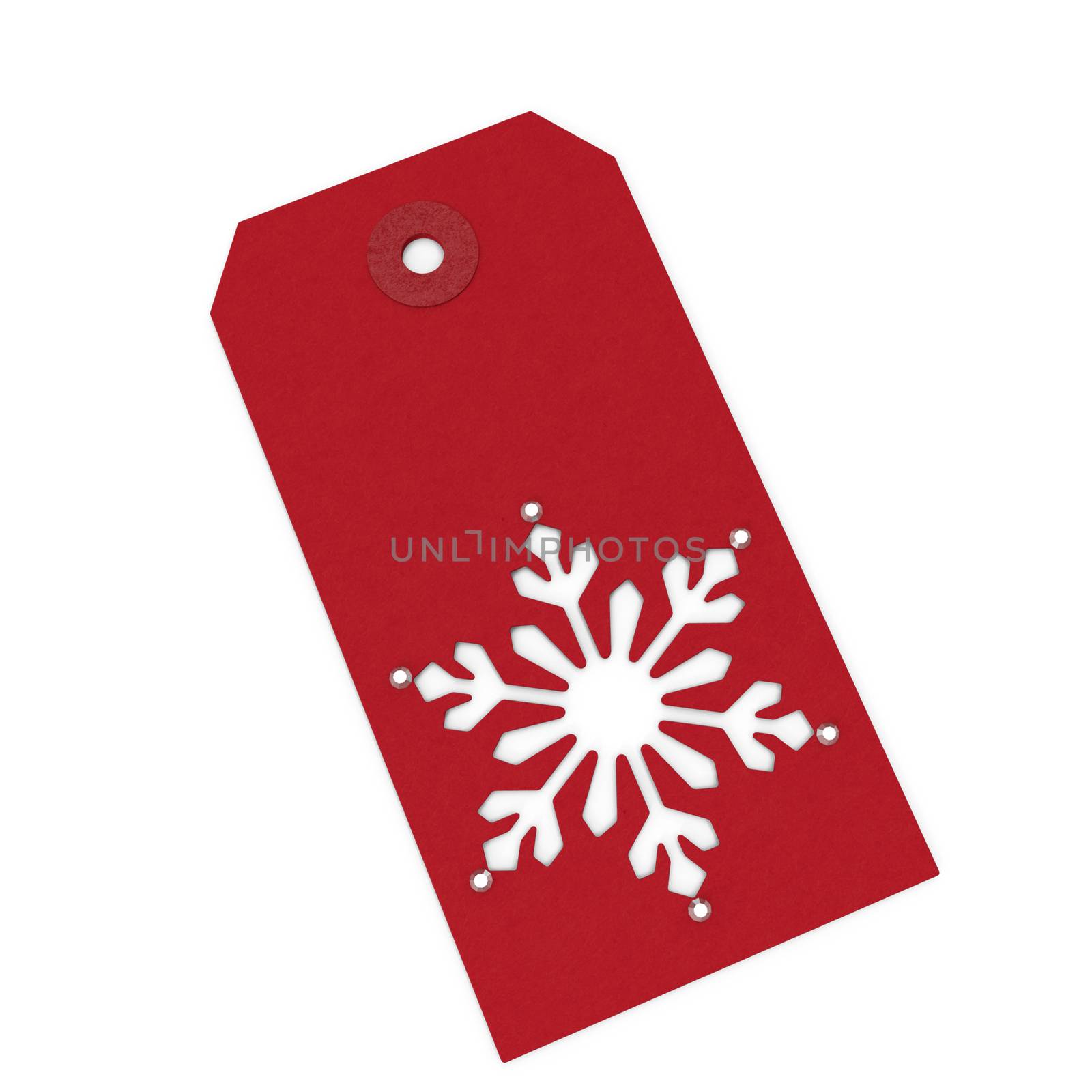 Label for a Christmas gift with a picture of a snowflake. Isolated on a white background. 3D rendering.