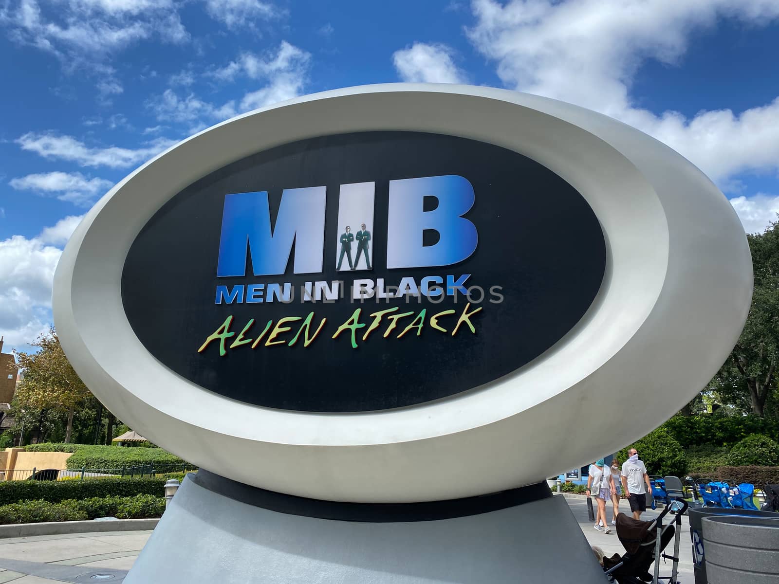 Orlando,FL/USA-10/18/20: The exterior sign at the entance to the Men In Black ride Universal Studios.