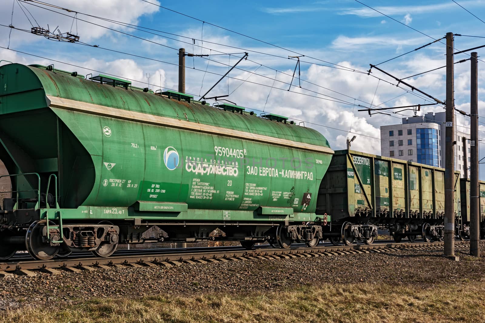 Locomotive of a freight train by Grommik