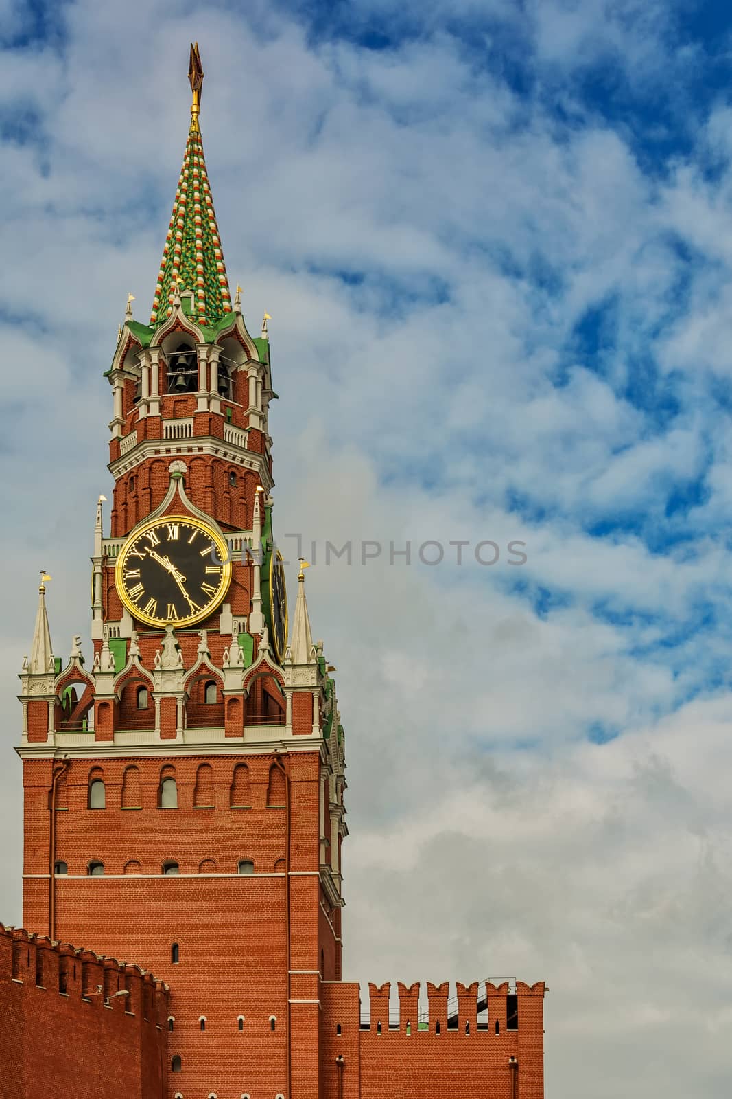Spasskaya tower of the Kremlin with a clock