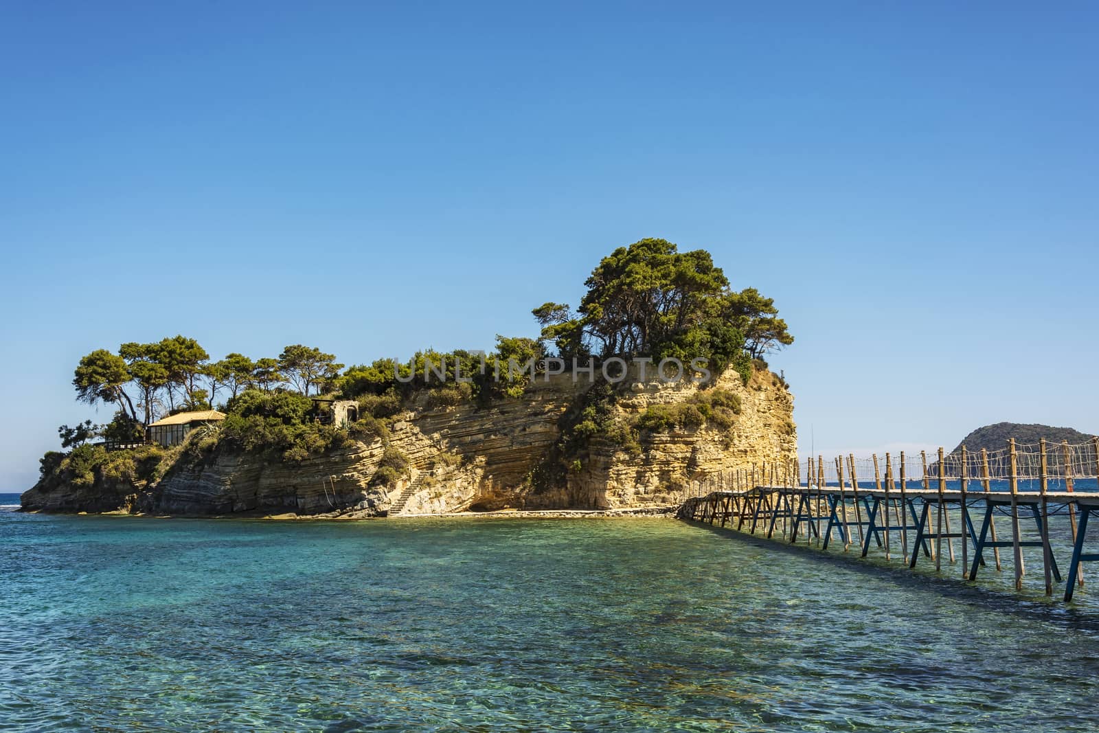 The island of Agios Sostis near the town of Laganas (Zakynthos island, Greece)