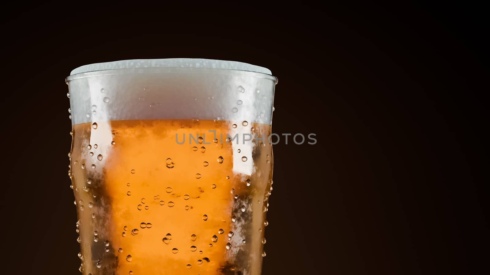 Glass of light beer on dark background.,3d model and illustration.