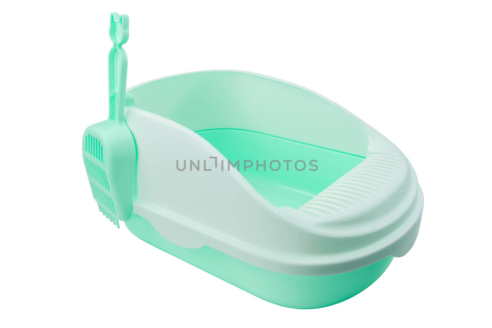 Cat toilet on isolated white background.  Pet supplies concept.