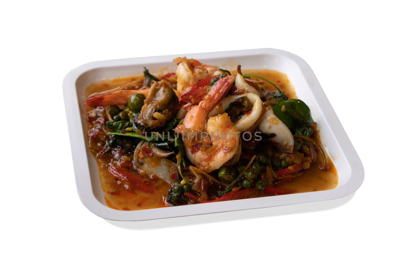 Seafood menu in street food concept.  Thai food style