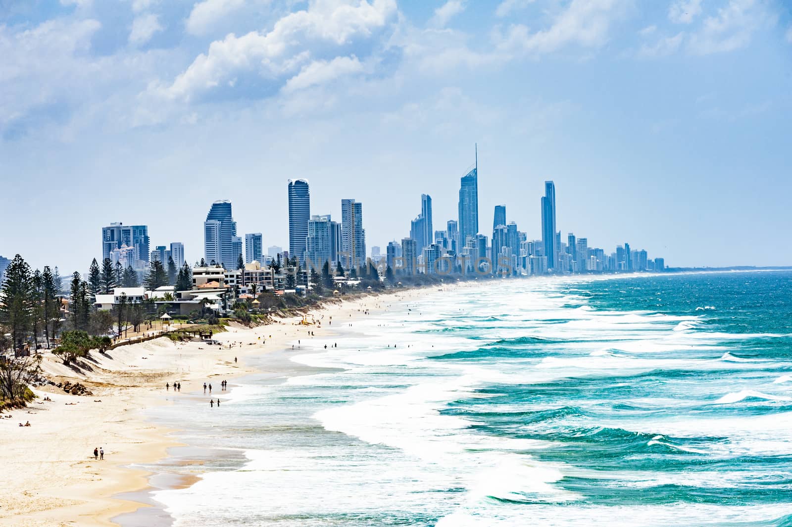 Gold Coast city with Surfer Paradise beach in Australia by fyletto