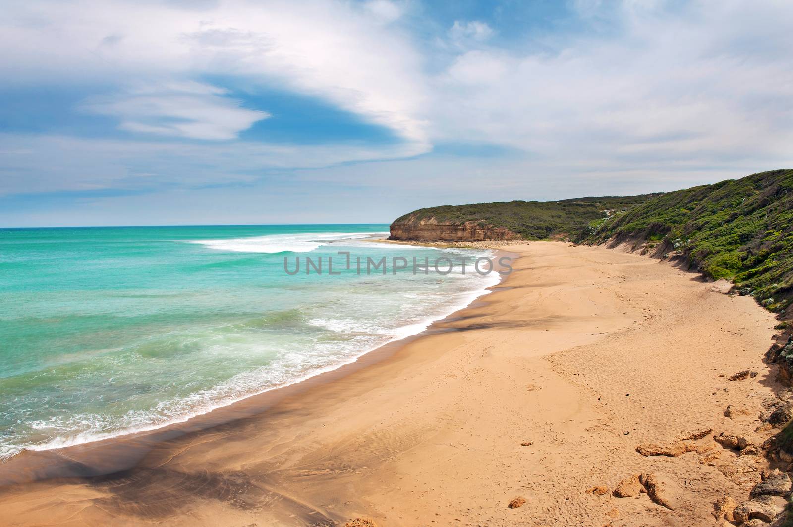 Bells beach is located approx. 100km South from Melbourne on the Great Ocean Road. It is famous movie location and for surfing competitions, Australia