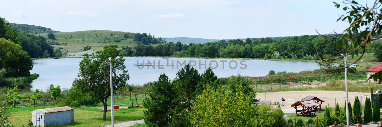 Herneacova artificial lake Romania spring landscape panorama