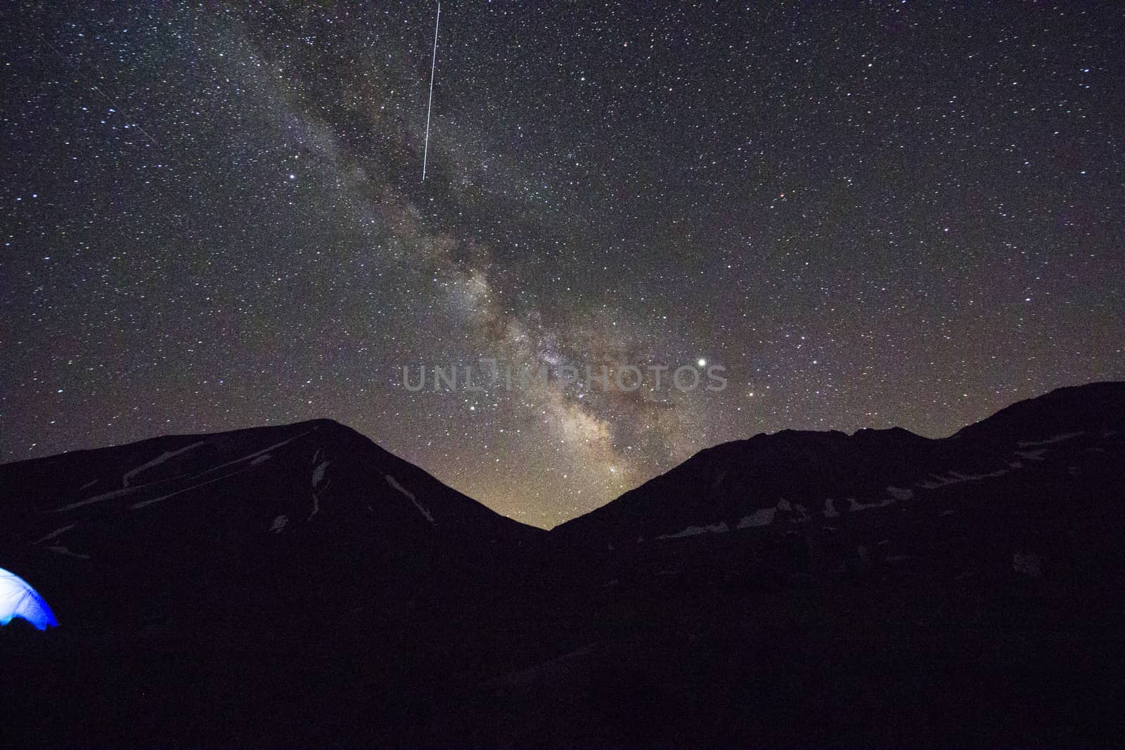 Night sky scape, landscape of night sky stars and milky way in Georgia