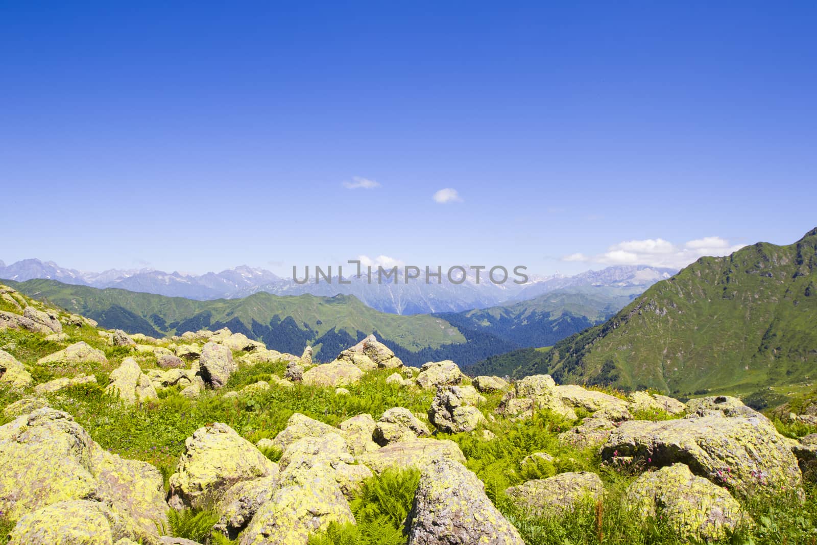 Mountains landscape and view of caucasian mountain range Georgia