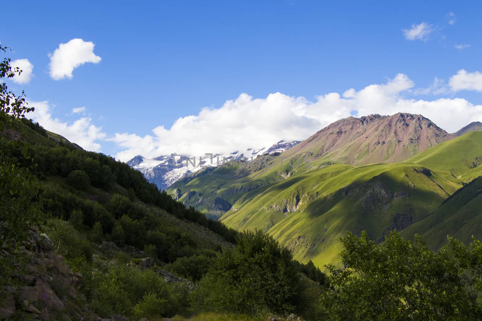 Mountains landscape and view in Khazbegi, Georgia by Taidundua