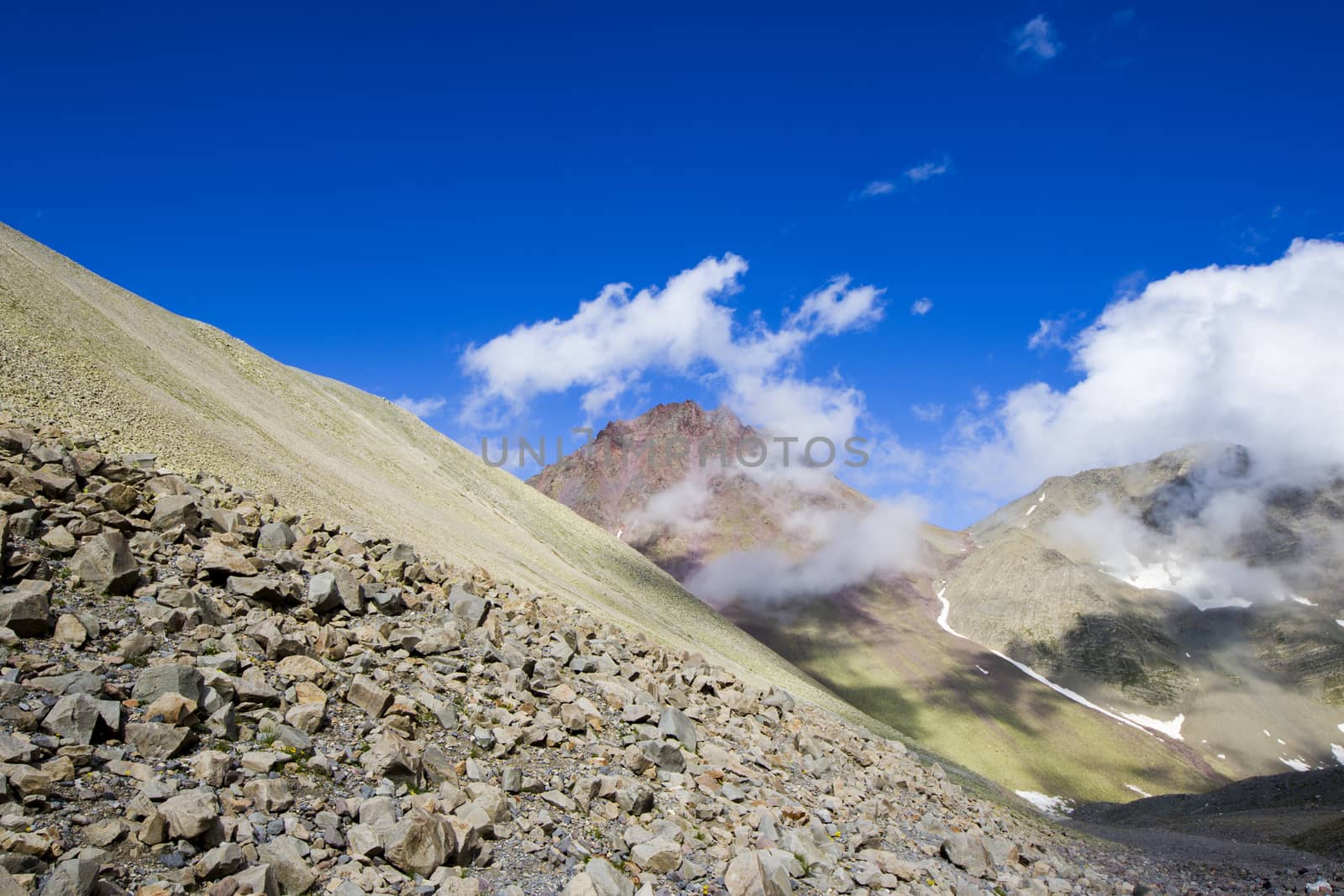 Mountains landscape and view in Khazbegi, Georgia by Taidundua