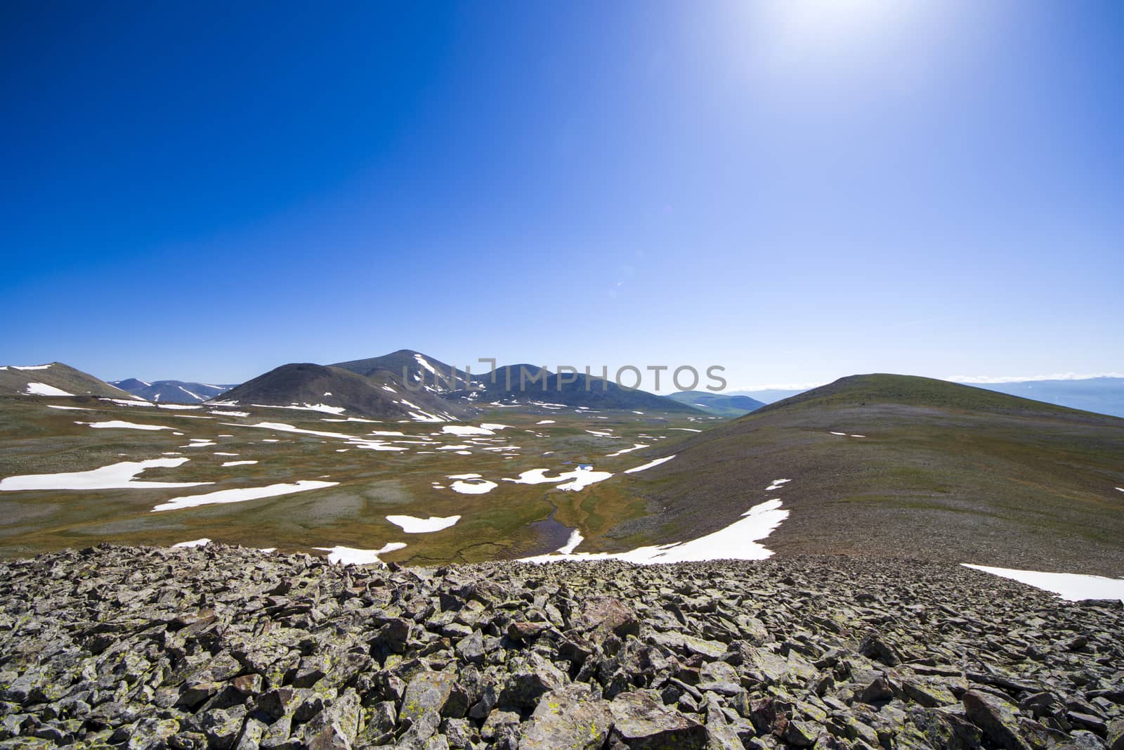 Mountain landscape and view of mountain range in Javakheti, Georgia