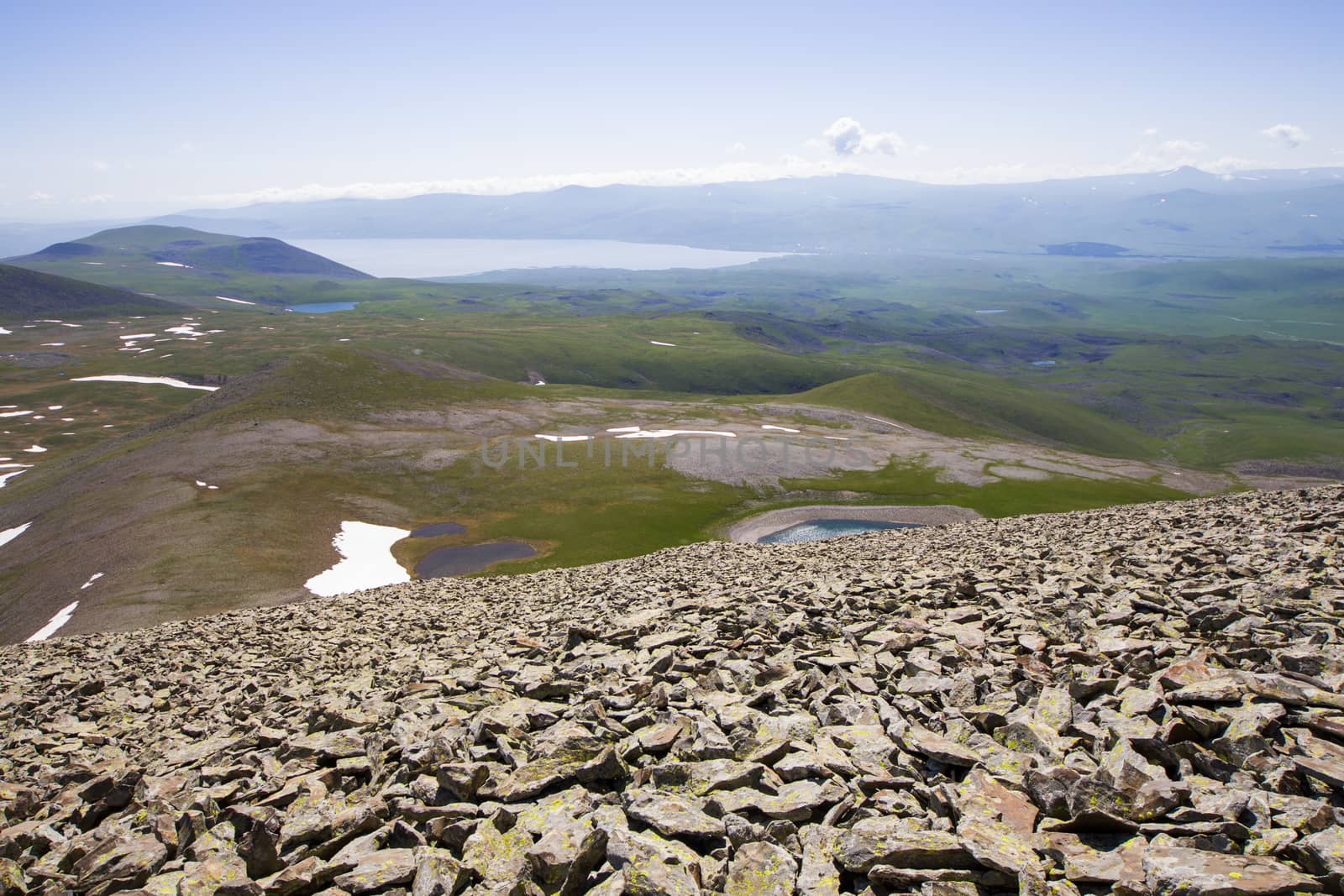 Mountain landscape and view of mountain range in Javakheti, Georgia