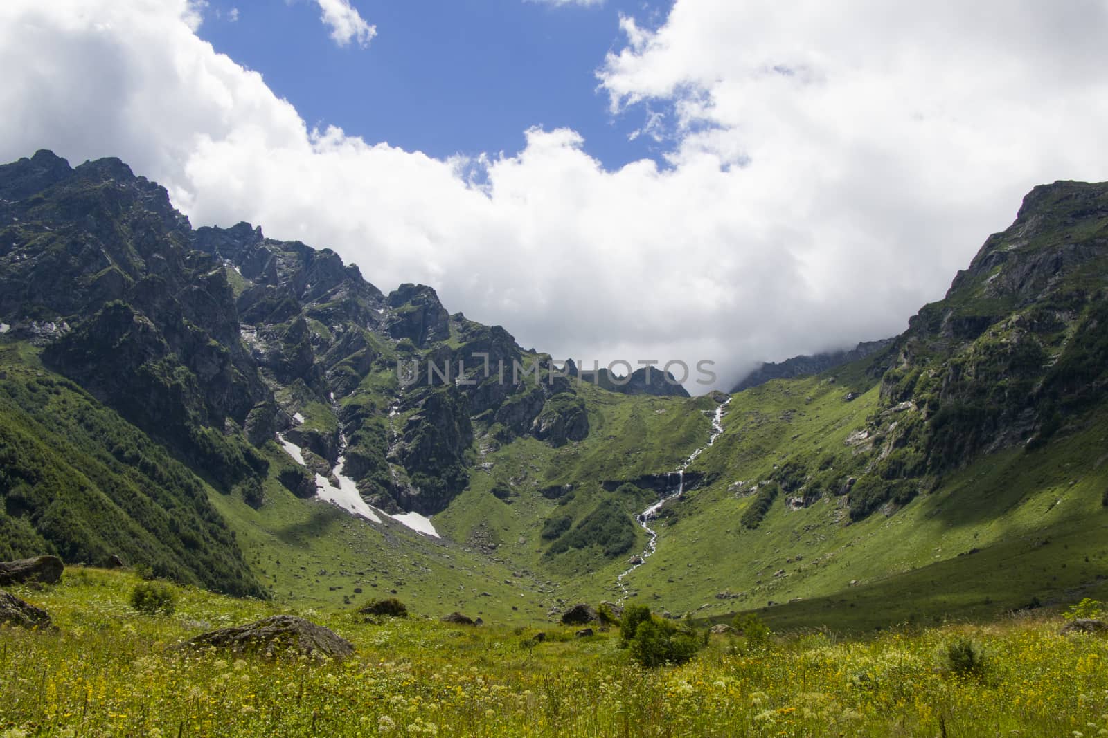 Mountains landscape and view in Svaneti, Georgia, summer holidays and trekking