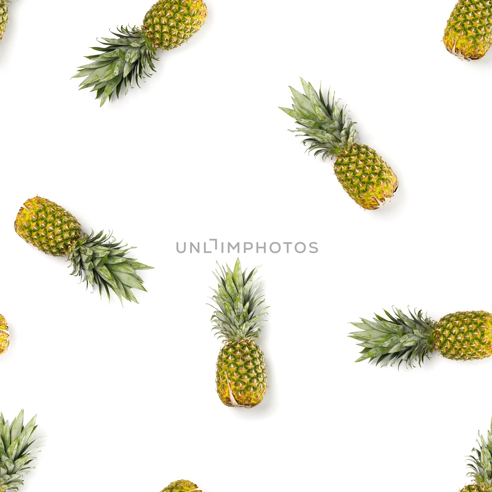 Pineapple Seamless pattern. Tropical abstract pattern. ripe pineapples with shadow on the white background.