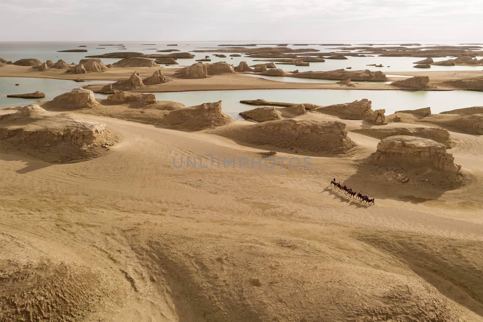 Wind erosion terrain landscape, yardang landform. Photo in Qinghai, China.