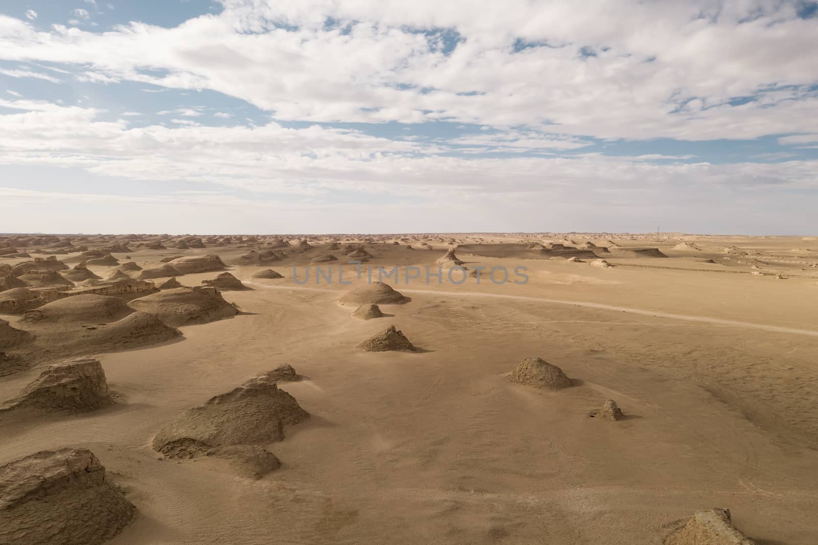 Wind erosion terrain landscape, yardang landform. Photo in Qinghai, China.