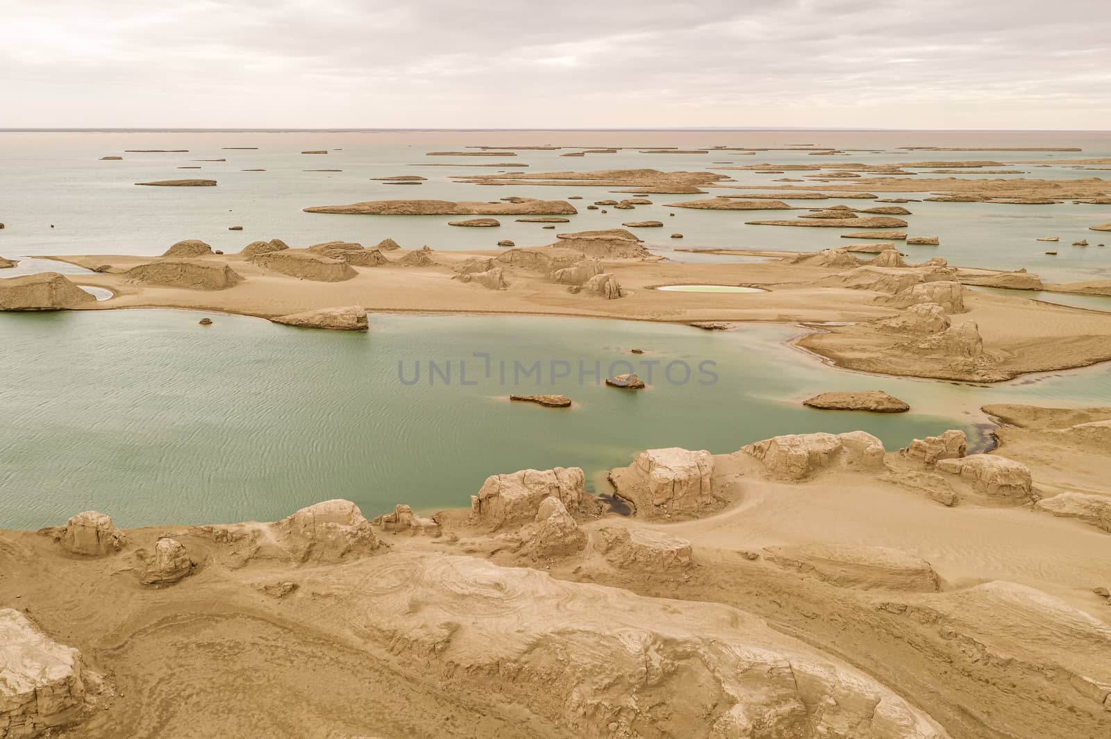 Wind erosion terrain landscape, yardang landform. Photo in Qinghai, China.