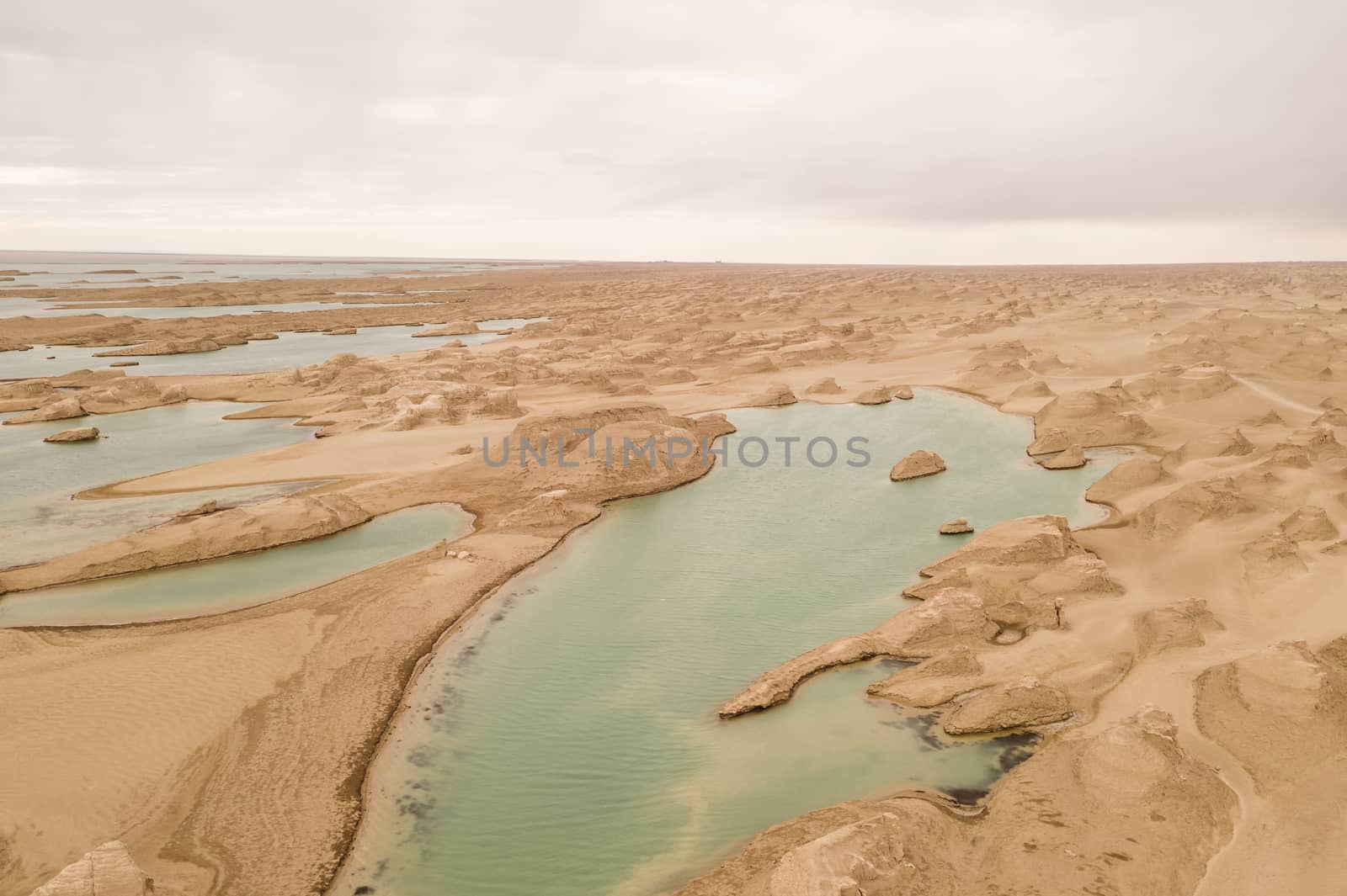 Wind erosion terrain landscape, yardang landform. by vinkfan