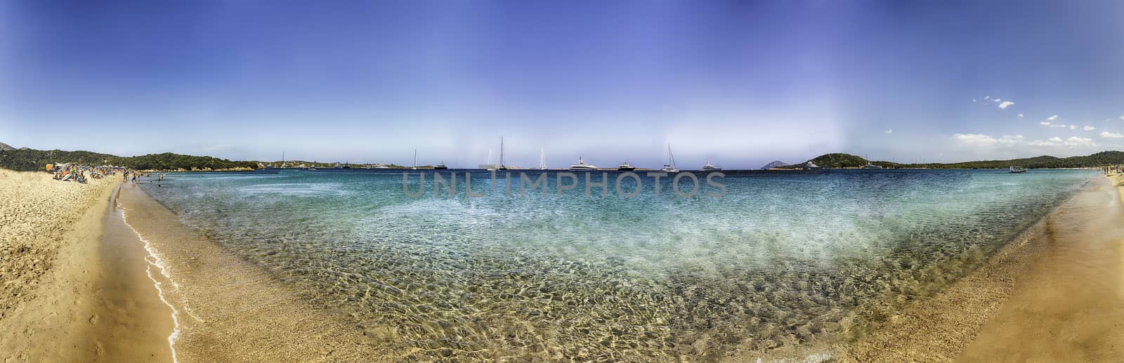 Panoramic view of Liscia Ruja beach, Sardinia, Italy by marcorubino
