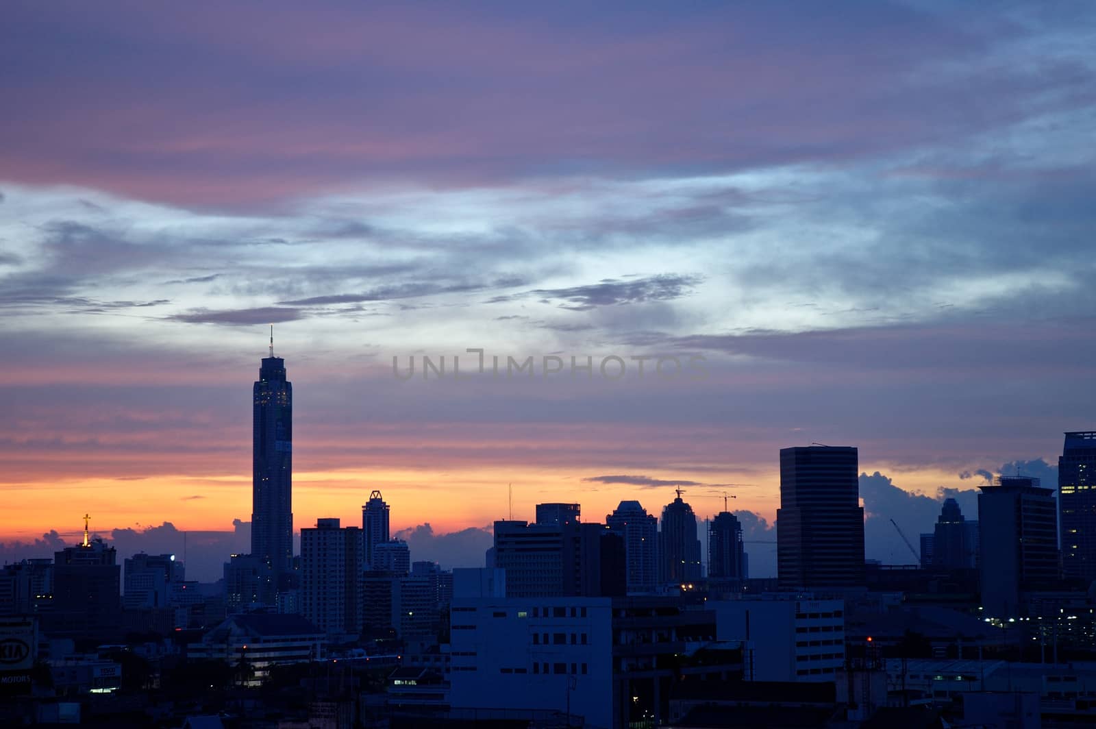 Bangkok City Thailand Sky Scrapper at dawn by eyeofpaul