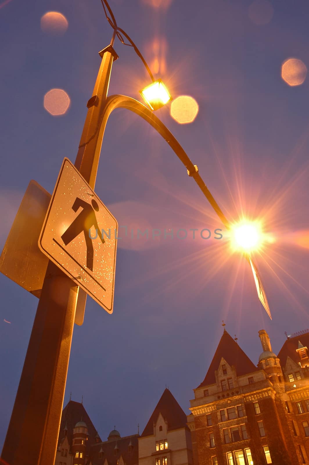 traffic sign at night in heritage town