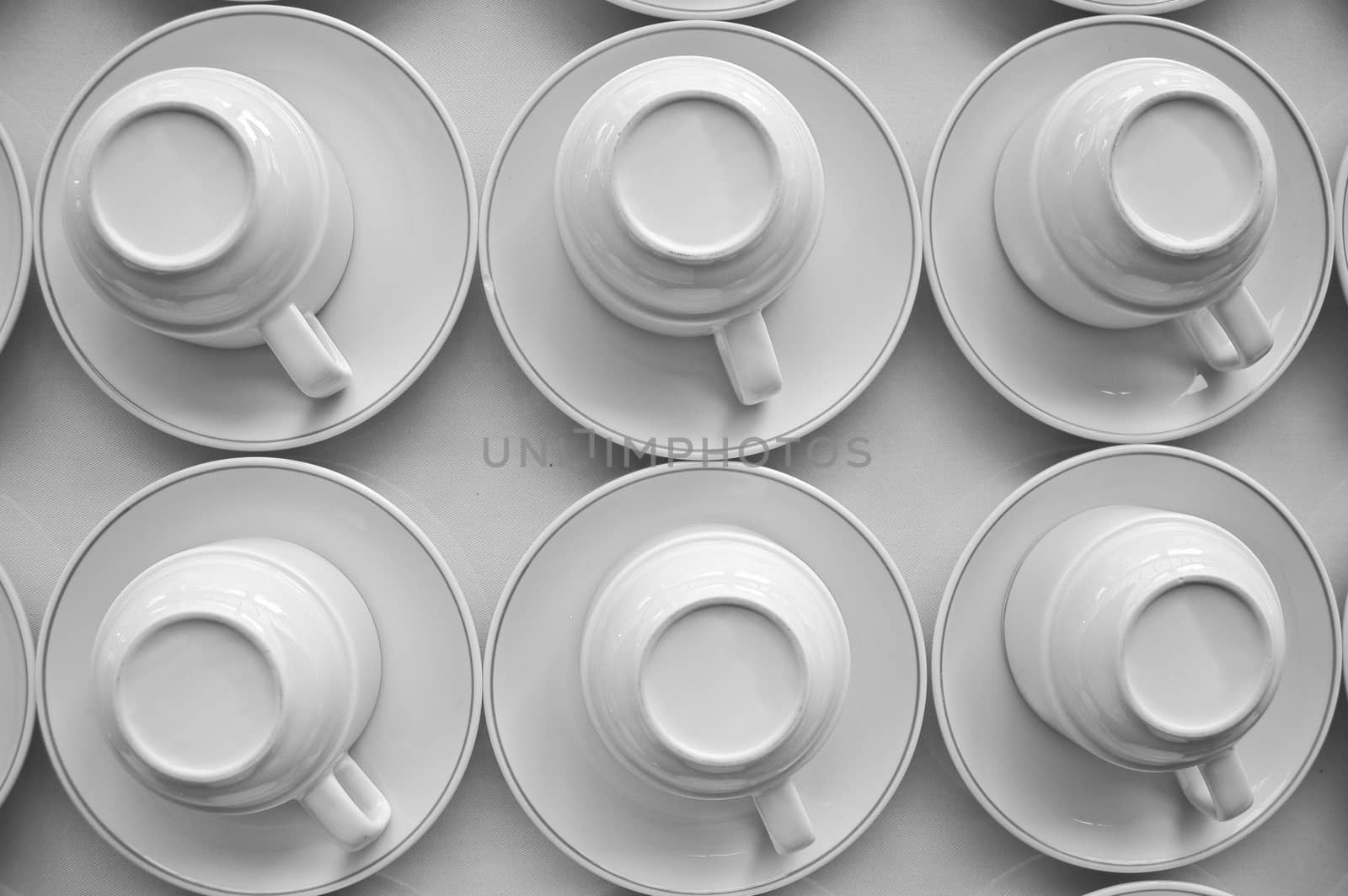 classical ceramic coffee cups top view