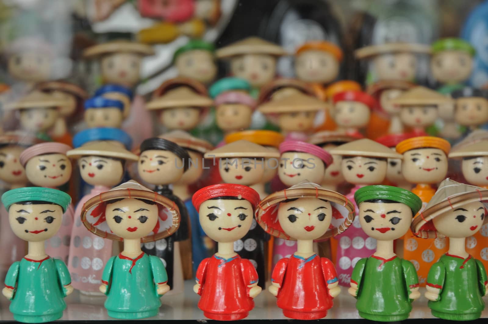 Vietnamese wooden traditional dolls in Hanoi