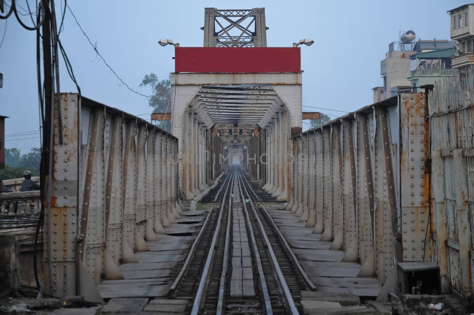 Vintage old train track in Hanoi Vietnam