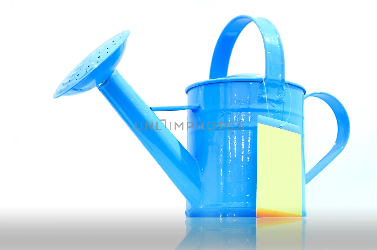 Blue metal water jug for flower in the farm isolated on white background